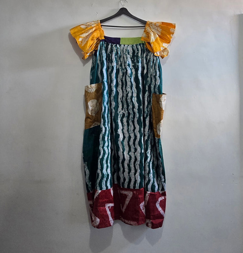 Forest Ruffle-Sleeve Maxi - Pockets