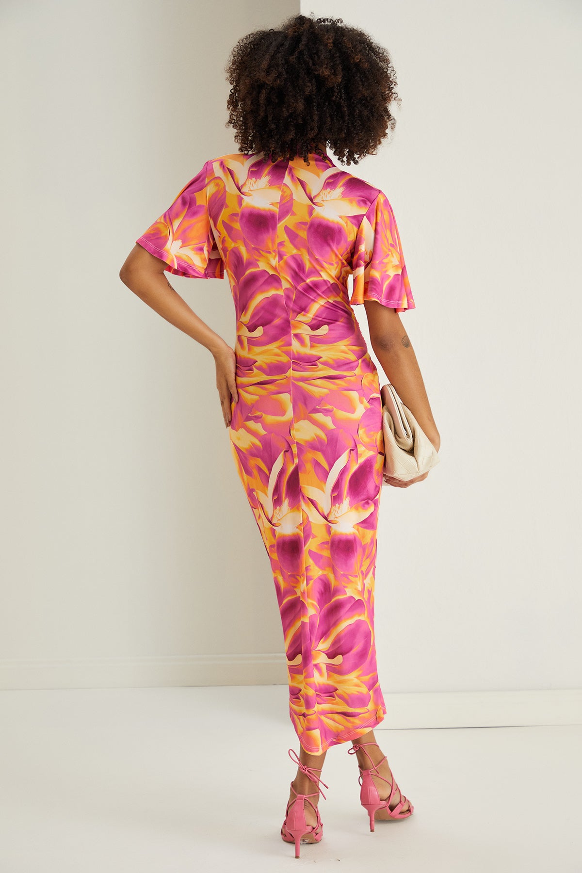 Forever Angel Sleeve Dress – Sunset Bloom