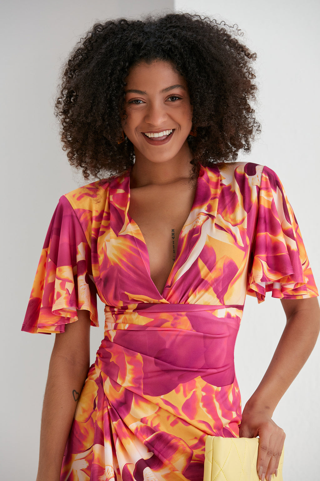 Forever Angel Sleeve Dress – Sunset Bloom