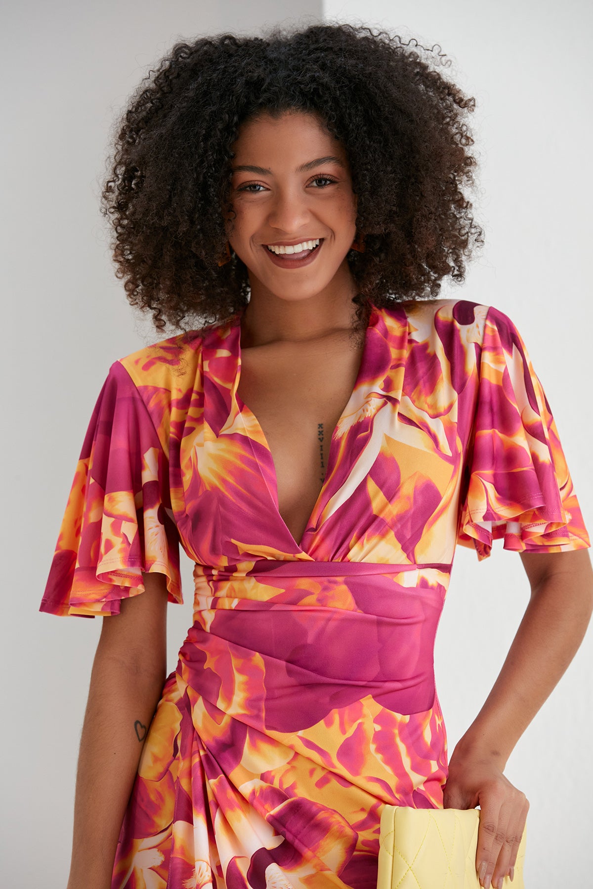 Forever Angel Sleeve Dress – Sunset Bloom
