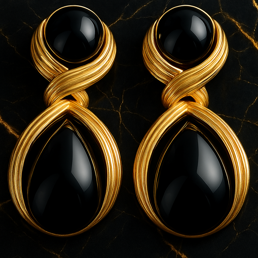 Noir Wrapped Teardrop Earrings - Gold